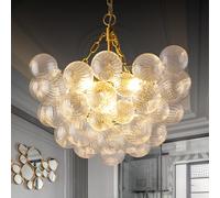 Lámpara de Techo de Cristal LED esférica, lámpara Colgante de Burbuja de Vidrio con Bombilla G9, Accesorio Ing con luz cálida de 3000 K para dormitori