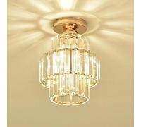 Lámpara de Techo de Cristal Moderna, E27 Mini Lámparas de Araña Metal Mini Luz Luces Iluminación de Techo Semi Empotrado Lluminación Interior redondo para Pasillo, Dormitorio, Cocina Dorado negro