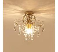 Lámpara de techo de cristal vintage Montaje semi empotrado E14 * 3 Lámpara de toma de luz for dormitorio Sala de estar Restaurante K9 Lámpara de hierro colgante de cristal Base Lámpara de techo retro