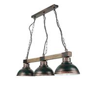 Lámpara de techo de estilo rústico HAKON de diseño Shabby Chic de madera metal cobre 3xE27 Lámpara colgante estilo Industrial para comedor