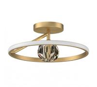 Lámpara de Techo de Lujo con Estilo Glamuroso, Silueta Circular Led, Pieza Central de Esfera de Cristal Brillante, Acabado en Latón Cepillado, Iluminación Interior Radiante, Decoración Artística para