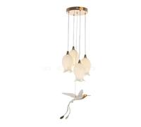 Lámpara de Techo de Lujo con Forma de Flor de Cristal y cerámica para escaleras, lofts, Villas Altas, vestíbulos de hoteles, iluminación Elegante, lámpara Colgante (luz cálida 3000k, D30xH10