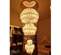Lámpara de Techo de Lujo con Forma de Flor de Cristal y cerámica para escaleras, lofts, Villas Altas, vestíbulos de hoteles, iluminación Elegante, lámpara Colgante (luz cálida 3000k, D105 x
