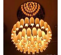 Lámpara de Techo de Lujo con Forma de Flor de Cristal y cerámica para escaleras, lofts, Villas Altas, vestíbulos de hoteles, iluminación Elegante, lámpara Colgante (luz Blanca 6000k, D75xH20