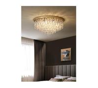 Lámpara de techo de lujo moderna con cristales K9 E14 for dormitorio, luces de techo LED de acero cromado/dorado, accesorios de iluminación de interior Art Deco,iluminación de techo