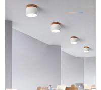 Lámpara de Techo de Madera LED Moderna, Foco de Techo, Luces de Techo Decorativas nórdicas, 2700K/4500K/6500K, iluminación de Techo, diseño Redondo para Dormitorio, Sala de Estar y Pasillo.