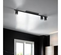 Lámpara De Techo De Metal Triple Negro 80 Cm De Largo Para Sala De Estar Oficina
