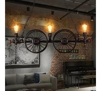 Lámpara de Techo de Metal Vintage Negra, Estilo Industrial, Estilo tubería de Agua y Vapor, para Isla de Cocina, Restaurante, Casquillo E27, 3 Luces.