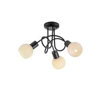 Lámpara De Techo De Metal Y Vidrio 38 Cm De Ancho Negra Y Blanca 3x E14