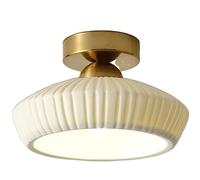 Lámpara de techo de montaje semiempotrado plisado clásico de cerámica para lámpara colgante de pasillo para iluminación de sala de estar Lámpara de vestíbulo de entrada Acabado blanco Lámpara de