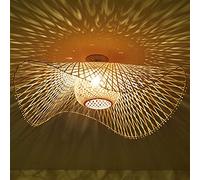 Lámpara de techo de ratán de bambú retro tejida a mano E27 Lámpara colgante para sala de estar Comedor Cocina Café BeLuminaria decorativa droom Corridor de 75 cm