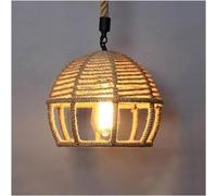 Lámpara de techo de ratán tejida a mano con cuerda de cáñamo MI-NI de estilo industrial retro y rústico con montaje en techo de granja bohemia,Lámpara de Techo
