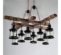 Lámpara De Techo Dejar Industrial Light Ajustable Lámpara Colgante Retro Araña Luces Madera Metal E27 Altura Comedor Salón Lámparas De Araña Cocina Luz De Techo Cafetería Iluminación Colgante,8xE27