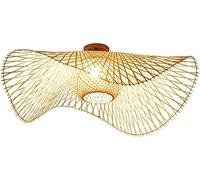 Lámpara De Techo E27 De Bambú Hecha A Mano Simple, Montaje Semi Empotrado Cerca De Lámparas, Lámpara De Araña De Decoración De Estilo Sudeste Asiático, para Sala De Estar, Lámpara Colgante De