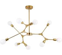 Lámpara de Techo E27, Lámpara Industrial para Restaurante, Sala de Estar, Dormitorio, Lámpara de Techo, Moderna, Minimalista, Creativa, Dorada, 3 Luces, Decoración Del Hogar, Color Negro, 6 Luces/Dora