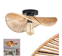 Lámpara de techo Elsa de HOFSTEIN, lámpara de techo de metal/mimbre de papel en negro/colores naturales, lámpara moderna de diseño boho con efecto de luz en el techo, E27, comedor, salón, dormitorio