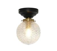 Lámpara de Techo Empotrada de Estilo Japonés Moderno con Forma de Globo de Cristal Y Textura de Madera, Estilo Vintage de Granja, de Latón, Ideal para Decoración de Interiores, Pasillo Y Dormitorio (M