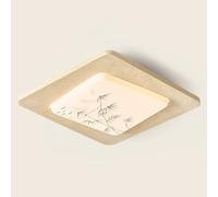 Lámpara de techo empotrada de travertino amarillo de 20 pulgadas, estilo mediados de siglo, con patrón impreso, lámpara de piedra natural, estilo japonés Wabi Sabi, iluminación LED de 3 colores para