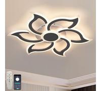 Lámpara De Techo En Forma De Flor Con Mando A Distancia, Moderna Regulable Para Salón O Dormitorio, Sin Protección Ocular Estroboscópica, Negro 83CM