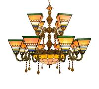 Lámpara de techo estilo Tiffany, 12 cabezas, 6 pulgadas, vidrieras, lámpara de techo, decoración vintage, lámpara colgante de cristal para comedor, sala de estar, dormitorio, restaurante, pasillo