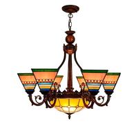 Lámpara de techo estilo Tiffany, 8 cabezas, 6 pulgadas, vidrieras, lámpara de techo, decoración vintage, lámpara colgante de cristal para comedor, sala de estar, dormitorio, restaurante, pasillo