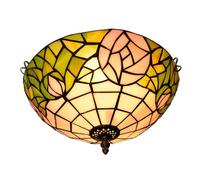 Lámpara de techo estilo Tiffany de montaje empotrado, lámpara de vidrieras de 12 pulgadas, lámpara Uplighter, rosas rosadas, decoración vintage para sala de estar, comedor, dormitorio, pasillo