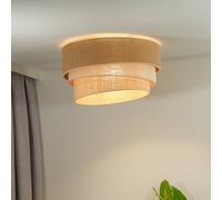 Lámpara de techo Euluna Trio de yute, marrón natural/blanco/rafia Ø 60 cm