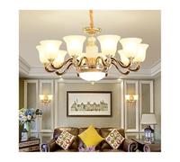 Lampara de techo, European Style Chandelier Luxury Modern Living Room Light Dining Bedroom Staircase Round Shade Candle Pendant Lamp Hot(Warm,10 arms)