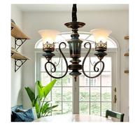 Lámpara de Techo, European-Style Luxury Living Room Bedroom Chandelier Glass Lampshade Ceramic Middle Pillar Artificially Polished Hot Lamp(Cold,3 Light Arms)