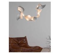 Lampara de techo, Floating Silver Ribbon Post-modern Design Pendant Light LED Lustres Chandelier Hanging Lamp Home Living Room Lighting Fixture(L35 H59cm,White)