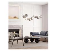 Lampara de techo, Floating Silver Ribbon Post-modern Design Pendant Light LED Lustres Chandelier Hanging Lamp Home Living Room Lighting Fixture(L120 H31cm,Neutral)