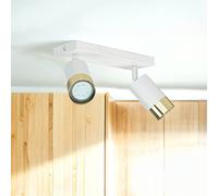 Lámpara De Techo Foco Orientable B: 25 Cm 2 Lámparas GU10 En Blanco Y Dorado