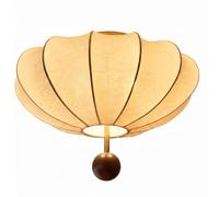 Lámpara de Techo Francesa de Tela de Mediados de Siglo, Lámpara de Techo Empotrada Estilo Zen Oriental con Forma de Calabaza Y Decoración de Maderaiza, Iluminación Art Déco, Plafón de Tela para Dormit