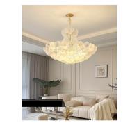 Lámpara de Techo, French Living Room Chandelier Creative Dining Master Bedroom Duplex Villa Light Luxury Romantic Glass Flower Pendant(80cm,Change)