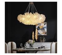Lámpara de techo, French Luxury Acrylic Chandelier Round Pendant Light for Foyer Dining Room Study Cream Style Hanging Ceiling Lamp(D520mm,White)