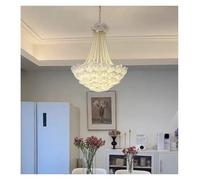 Lámpara de Techo, French Milky White Light Luxury Living Room Pendant Designer Glass Petal Bedroom Pearl Atmospheric Ceiling(Change,Dia60cm H67cm)