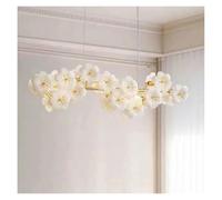 Lámpara de Techo, French Milky White Light Luxury Living Room Pendant Designer Glass Petal Bedroom Pearl Atmospheric Ceiling(Cold,Length 100 cm)