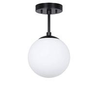 Lámpara De Techo Globe, Lámpara Colgante De Metal Negro Con Pantalla De Bola De Vidrio Blanco, Lámpara Colgante De Iluminación Decorativa Para Pasillo, Lámparas De Suspensión Planet E27, Luces De Gota