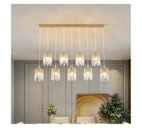 Lámpara de techo, Golden Lamp Body European Crystal Living Room Chandelier Self-Built House Restaurant Study Bedroom Independent Villa(Warm,9 heads-B)