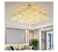 Lámpara de techo, Golden Lamp Body European Crystal Living Room Chandelier Self-Built House Restaurant Study Bedroom Independent Villa(Cold,16 heads)