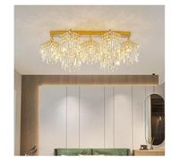 Lámpara de techo, Golden Lamp Body European Crystal Living Room Chandelier Self-Built House Restaurant Study Bedroom Independent Villa(Cold,7 heads)