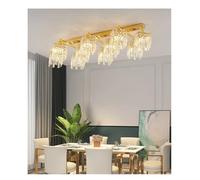Lámpara de techo, Golden Lamp Body European Crystal Living Room Chandelier Self-Built House Restaurant Study Bedroom Independent Villa(Cold,10 heads)