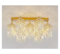 Lámpara de techo, Golden Lamp Body European Crystal Living Room Chandelier Self-Built House Restaurant Study Bedroom Independent Villa(Change,7 heads)