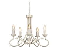 Lámpara De Techo GOTICA 6 Crema Blanca Reducible 5xE14 Ø47Cm Rústica Salón