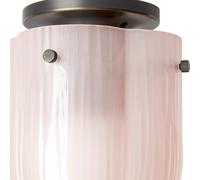 Lámpara de techo Gubi Sena, latón envejecido, cristal rosa coral