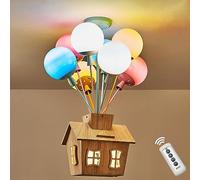 Lámpara de Techo Habitación Infantil, Lámpara Colgante Niños LED Madera Para con Control Remoto, Luz de Globo Cristal Redonda, Luce de Techo Moderna Para Chico Chica Dormitorio (Incluye Bombillas)