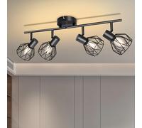 Lámpara de techo industrial E14, lineal de alambre de metal negro, foco ajustable vintage para , cocina, pasillo (bombilla no incluida)
