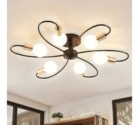 Lámpara de Techo Industrial Lámpara de Araña Sputnik de 6 Luces Vintage Plafón de Techo de Metal E27 Luz de Dormitorio Moderna para Salon Habitacion Sala de Estar Comedor Cocina Iluminación (Negro)