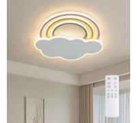 Lámpara de techo infantil LED diseño nube arcoíris 40W regulable con mando a distancia e interruptor de pared, temperatura de color 3000K-6500K, temporizador, para habitación infantil dormitorio Ø40cm