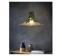 Lámpara de Techo, Klein Blue Glass Flower Pendant Light LED Home Deco Chandelier Bedroom Ceiling Modern Hanging Lamp Dining Room Table Lustre(Green,Remote)